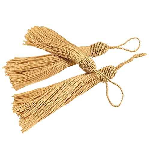 Catálogo para Comprar On-line Borlas favoritos de las personas. 42 VAPKER - Borlas para marcapáginas (20 unidades, 15 cm), color dorado claro con cabeza de piña, borlas de costura, hilo sedoso, mini borlas para manualidades con lazo de cordón...