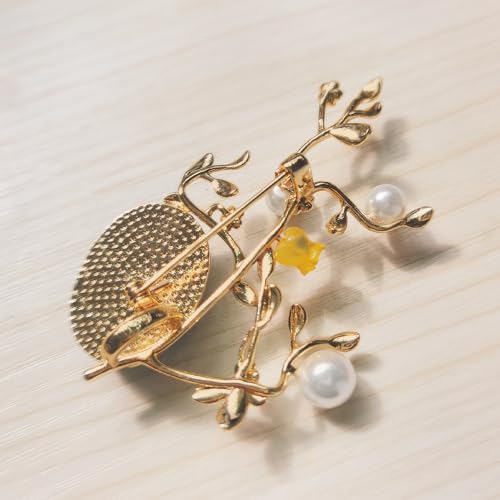 Image of Brooches for Women with Crystal, Pink Flower, Rhinestone Brooches Pins Elegant Jewelry Blossom Fashionable Gifts Ladies Bouquet Brooches Pin for Birthday, Party, New Year, Wedding