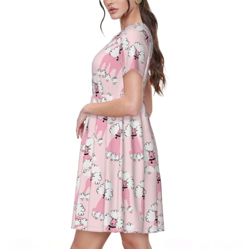 Robe d'été caniche doodle pour femme à manches courtes et coupe décontractée
