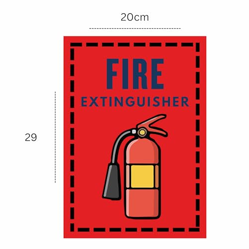Image of Fire Extinguisher Sign Board Sticker 29 x 20 CM | Self Adhesive Safety Sign | Waterproof Coated Print | Pre-Drilled Holes | Wall Mount & Peel Stick | Pack of 1 (Fire Extinguisher, A4 - Medium - 1 Piece)