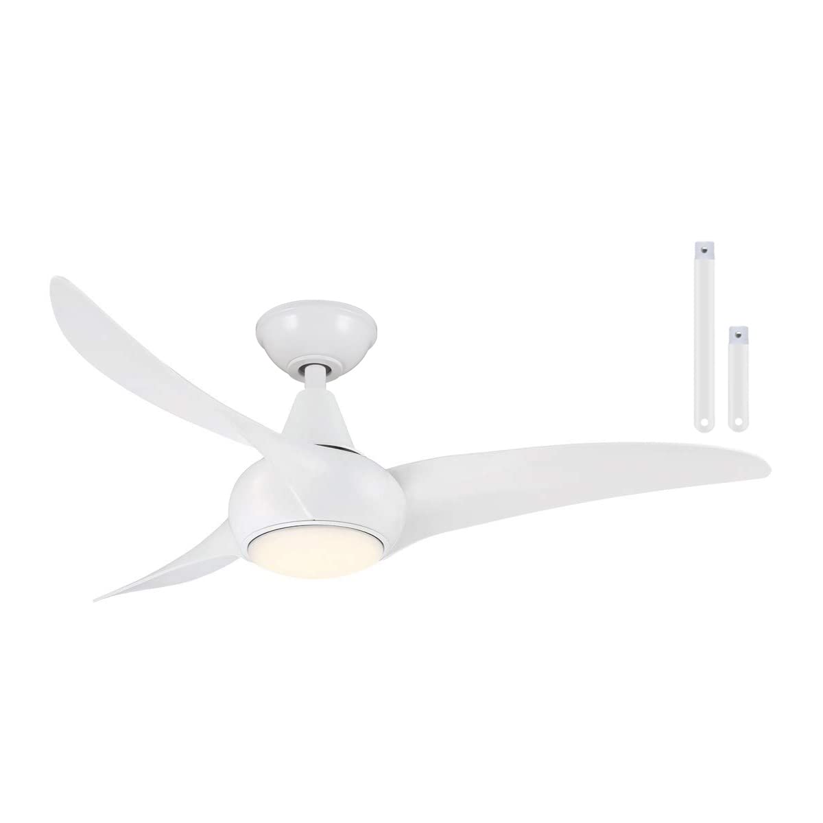 F845-WH Light Wave 44" Low Profile Ceiling Fan with LED Light in White Finish with Remote Control and Included 3.5" Downrod