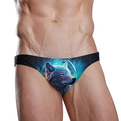 Men's Galaxy Wolf Animal Swim Briefs Bikini Swimsuit S 202a05252
