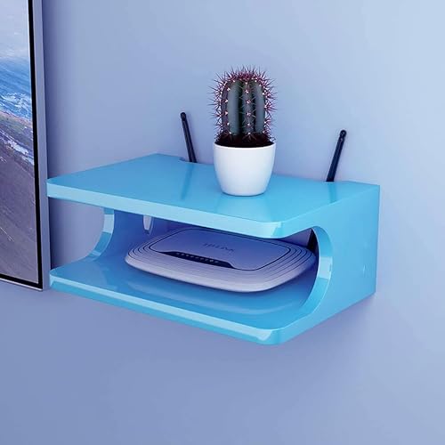 Image of Sidrah Floating TV Shelf TV Stand Wall Mounted Media Console Shelf for Cable Box /DVD Player /Game Console Living Room Floating Wall Blue