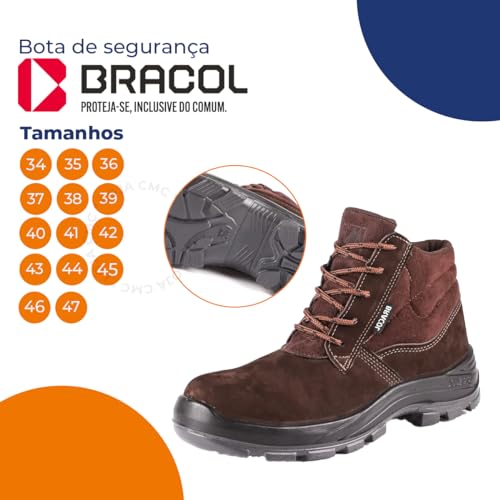 Bota Segurança Bracol Baf Bico Composite A Mais Confortavel (Moderno, MARROM, BR, Adulto, Numérico,