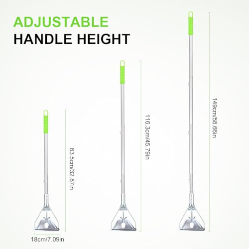 Image of Mop Handle Commercial Heavy Duty - 57 Inch Industrial Metal Mop Stick Replacement for Floor Cleaning - Professional Mops Head Replacement Holder