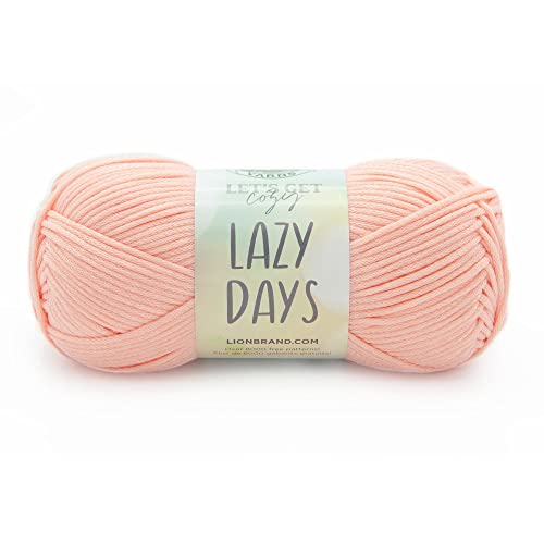 Lion Brand Lazy Days Beginner Yarn for Knitting, Crocheting, and Crafts, Peachy Pink, 1 Pack