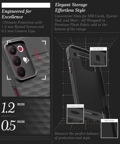 Image of WOW IMAGINE Back Cover for Realme Narzo 90X 5G / Realme C85 5G / Realme 15X 5G with Hexa Cube Design | Rubberised Case | Inner Velvet Fabric | Silicone Flexible Mobile Case | Camera Protection - Black
