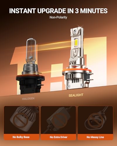 Image of SEALIGHT H11B LED Bulbs, 60000LM H11B LED Fog Light Bulbs,1000% Ultra-Bright H8B H9B LED Fog Light Replacement, 80,000H Lifespan, 1:1 Mini Design Non-Polarized, Pack of 2