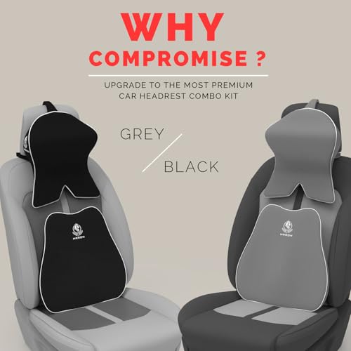 Image of MRRON Large Back Support Neck Rest for Chair & Car Seat, Orthopaedic Lumbar Support Memory Foam Backrest Cushion Designed for Back Pain Relief Pillow for Comfortable Sitting (Grey, Slim Backrest)