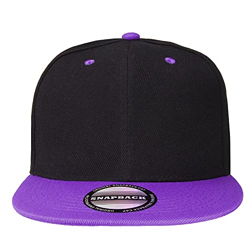 Image of Classic Snapback Hat Cap Hip Hop Style Flat Bill Blank Solid Color Adjustable Size