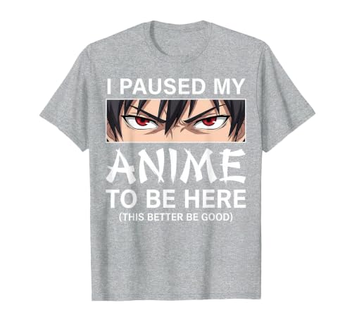I Paused My Anime to Be Here Japan Kawaii Manga Anime T-Shirt, Men, Heather Grey, 4X-Large