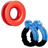 SCHTUMPA 2pcs Synthetic Soft Shackles (57,000lbs Max Breaking Strength) 1/2 inch x 22 inch with Red Snatch Recovery Ring Kit for Sailing SUV ATV 4X4 Truck Jeep(Blue)