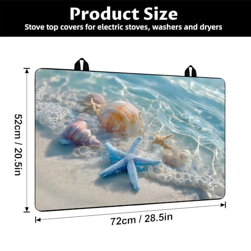 Image of BVBOX 28.5 inch x 20.5 inch Stove Top Cover Mat for Electric Stove, Non-Slip Stove Cooktop Countertop Protector Cover Pad Washable Absorbent for Kitchen Home Decoration (Starfish Shell, 28.5 inch*20.5 inch)