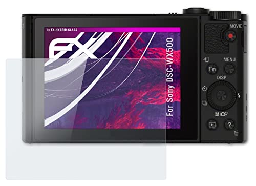atFoliX Plastic Glass Protective Film compatible with Sony DSC-WX500 Glass Protector, 9H Hybrid-Glass FX Glass Screen Protector of plastic