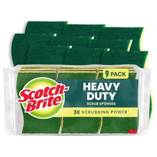 Scotch-Brite Heavy Duty Scrub Sponges, Sponges for Cleaning Kitchen and Household, Heavy Duty Sponges Safe for Non-Coated Cookware, 9 Scrubbing Sponges