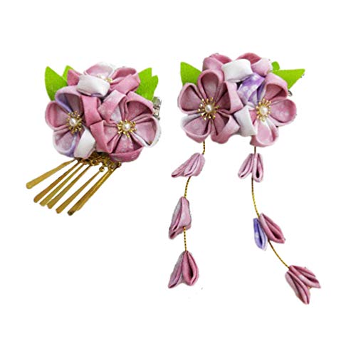 Tsumami accessoires à cheveux japonais en tissu de soie rose pour femmes