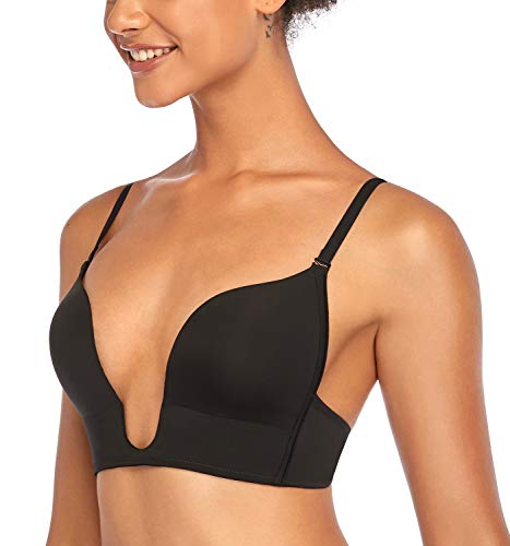 Image of DotVol Women's Deep Plunge Bra Convertible Push up Low Cut Seamless Wireless Bra