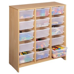 Tall Unit with 15 Clear Trays, Beech Effect Melamine