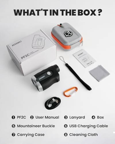ACEGMET PF2C Golf Rangefinder with Slope, 0.3s Flag Pole Locking Vibration, ±1yd Accuracy, 870 Yards Rechargeable Laser Range Finder Golf with Magnetic, Golf Accessories for Men image 8