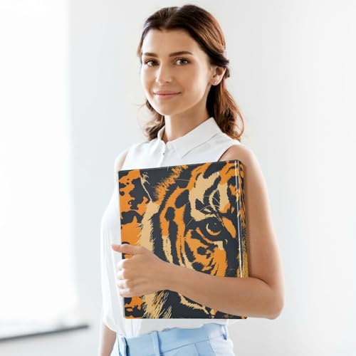 Image of 3 Ring Binder Tiger Orange Head 1.5 inch Binders Three Ring Binders with Clipboard Fit 8.5'' x 11'' Paper 3 Interior PVC Clear Pockets for Office Supplies