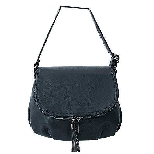 MAMJACK - Sac Femme Porté Epaule Porté Bandoulière Sac à Main Fille Ref : MJ55 (Noir) Cover