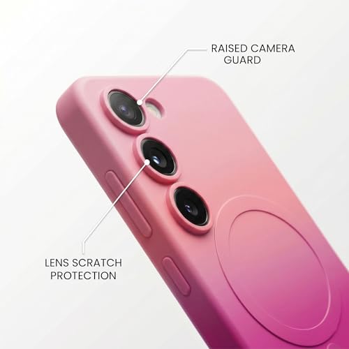 Image of amazon basics Gradient Mag-Safe Case for Samsung Galaxy S23 5G | Soft Silicone Shockproof Cover with Camera Protection | Slim Lightweight Design | Smooth Touch & Durable - Light and Dark Pink