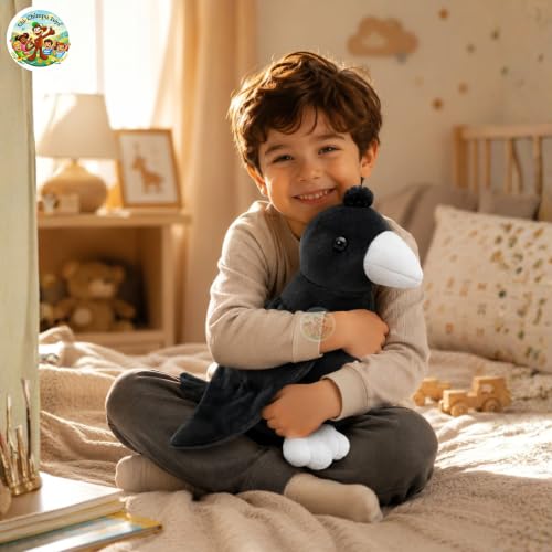Image of CHI-CHIMPU Crow Soft Toy for Kids 37 cm | Plush Stuffed Bird Animal Toy | Cute Huggable Soft Toy for Boys and Girls | Birthday Gift, Kids Toys & Soft Toys Collection