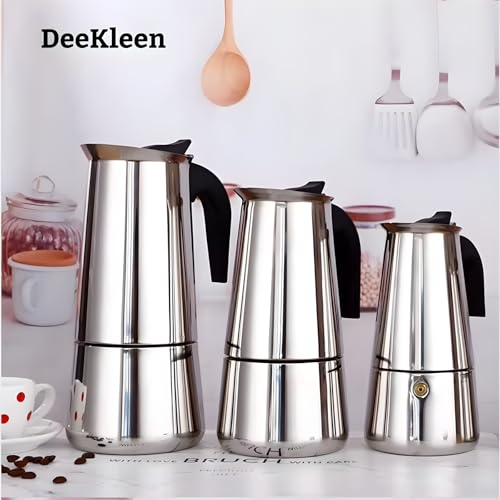 Image of Stainless Steel Moka Pot Espresso Maker,Stovetop Moka pot,Percolator Coffee Pot,Italian Coffee Maker,Cuban Cafe Brewing,Greca Coffee Maker (4 CUP)