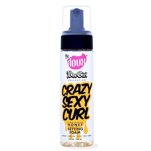 The Doux Curl Cream & Setting Mousse for Curly Hair CRAZYSEXYCURL Honey Foam for Heatless Curls Overnight, Frizz Control, Shine & Moisture – Curly Hair Styling Product with Aloe & Silk Amino Acids