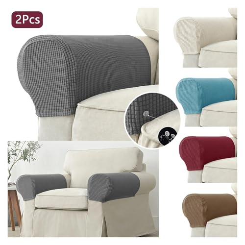 Funda de sofá universal elástica color gris claro para reposabrazos de salón 3