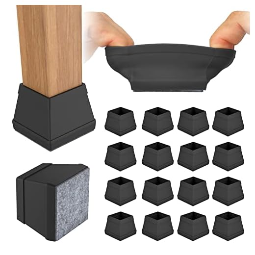 16 PCS Square Chair Leg Floor Protector, Silicone Chair Leg Cover, Furniture Leg Protectors with Felt, Mobile Table Leg pad, Protect The Floor from Scratches.1 1/2 in Black.