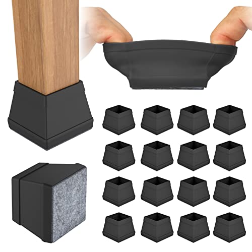 16 PCS Square Silicone Chair Leg Floor Protector, Chair Leg Cover, Furniture Leg Protector, Mobile Table and Chair Leg Cover, Protect The Floor from Scratches,1.5",Black. by CHWM - Used condition - CA$13.07