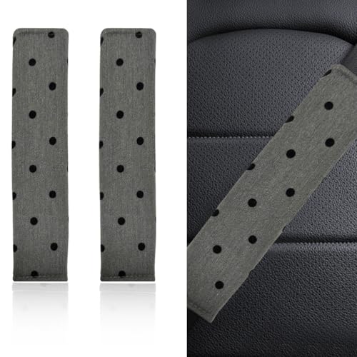 YoRise 2PCS Polka Dot Car Seat Belt Cover Pad, Soft Breathable Auto Seat Shoulder Pads for Comfortable Driving, Car Seatbelt Cover, Seatbelt Protector Cushion for Most Cars (Gray)