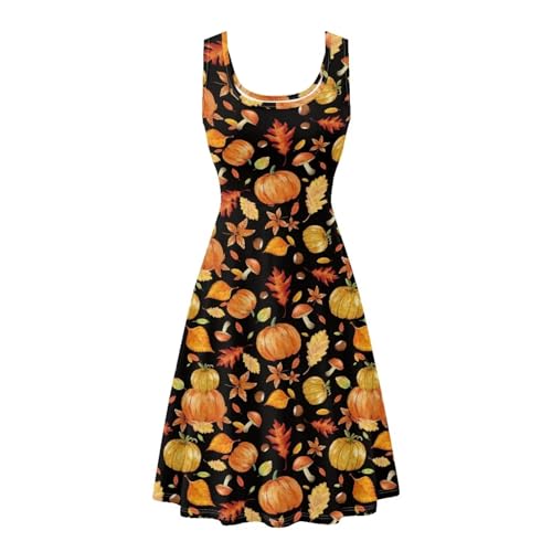Image of Women Stylish Tank Dresses Sleeveless Round Neck Midi Casual Dress with Pocket for Summer