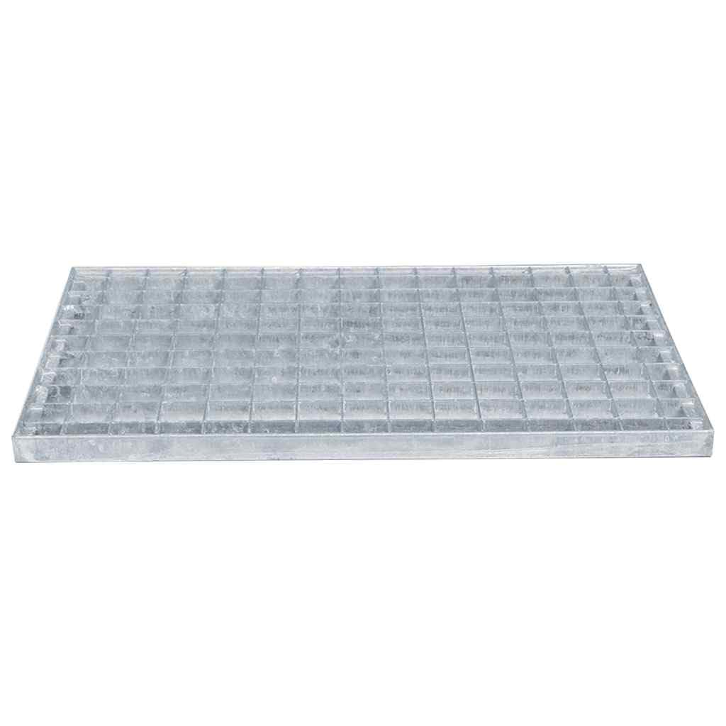 Tomostar Grille de Drainage, Grille Caniveau Extérieur Couvercle de Drainage Grilles Caillebotis Acier Galvanisé Argent 50x35x2 cm