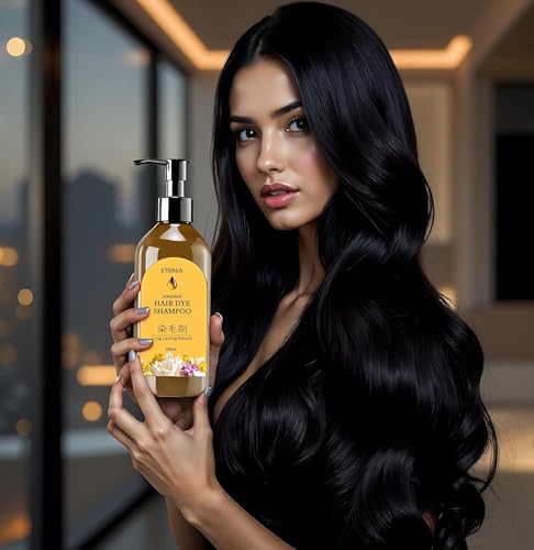 Image of Japanese Hair Dye Shampoo Long Lasting Natural Hair Dye Shampoo for Unisex, Premium Japanese Natural & Hair Colour Shampoo Black | Home Hair Color Solution - 300ml (PACK OF 1)