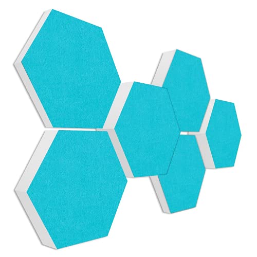platino24 Schallabsorber COLORE aus Basotec G+ I Akustikpaneele mit Akustikfilz I 3D Wand-Paneele mit 6 Waben in Türkis I Akustikplatten zur Schalldämmung in Büro, Studio & Wohnung