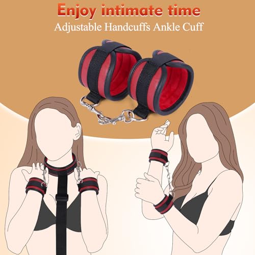 Image of BDSM Sex Bondage Neck to Wrist Restraints Kit, Sex Toys for Couple Adjustable Behind Back Handcuffs Bondage Restraints Set, Bed SM Adult Sex Game Play, Sex Toys for Women Man Beginner