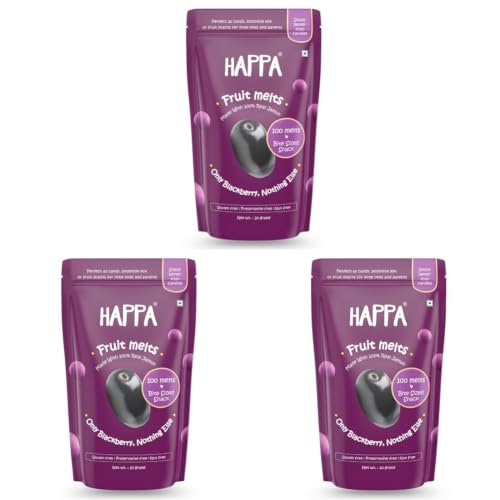 Image of Happa Jamun Melts | 100% Fruit Candy for Babies, Kids & Adults | No Added Sugar, No Colours, No Artificial Flavours | Melt-in-Mouth | Single Ingredient | 8M+ | 20g Pack of 3