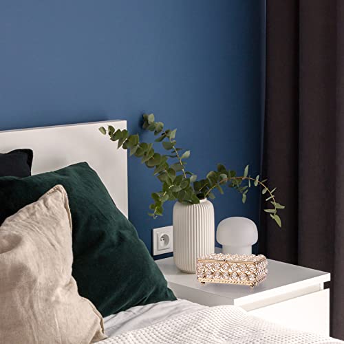 Elldoo Crystal Jewelry Box Rectangle Trinket Organizer Earrings Rings Box Treasure Box Home Decor Accent Decorative Box With Lid For Valentine Wedding Christmas Birthday Gift, Gold, Small #TOP7