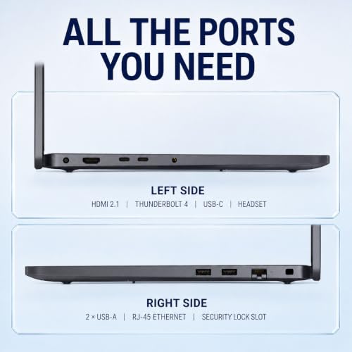 Image of Dell Pro 16 Business Laptop, 16 inch 2K IPS Anti-Glare Display, Intel Core 5 120U 10-Core, 16GB DDR5 RAM, 1TB PCIe NVMe SSD, Backlit Keyboard, Numeric Keypad, Thunderbolt 4, Wi-Fi 6E, Windows 11 Pro