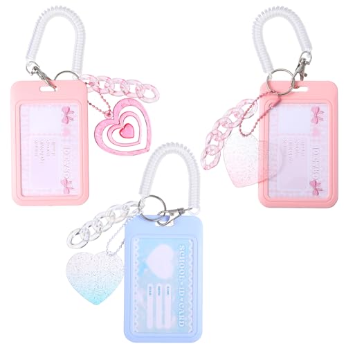 3 PCS Photocard Holder, Photo Card Holder Keychain with Love Heart Pendant for Tabletop Decor, Photocard Organizer for Easy Access to Cards, Album Cards