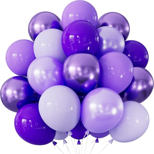 Adeyoo Purple Balloons, 50 PCS 12 Inch Shades of Purple Balloons