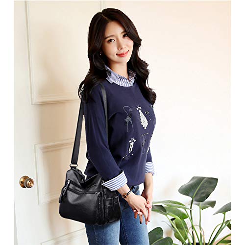 Sacmill Soft Ladies Leather Crossbody Bags Girls Lightweight Shoulder Handbags for Women Multi-Pocket with Adjustable Shoulder Strap - Image 6