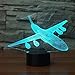 Produktbild 3D Flugzeug Optische Illusions-Lampen, Tolle 7 Farbwechsel Acryl berühren Tabelle Schreibtisch-Nachtlicht mit USB-Kabel für Kinder Schlafzimmer Geburtstagsgeschenke Geschenk