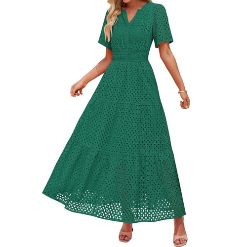 Robe d'été longue plissée unie et décontractée pour femme active
