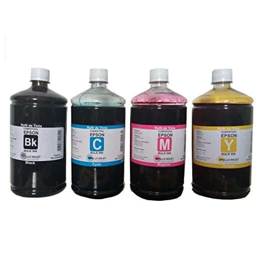 Refil de Tinta 4x 500ml Compativel APOLLO INKJET Para Impressora E. Workforce Wf c5710 Wf c5810 Wf Wf 7820 Wf 5970 Wf 7840 Wf c5710 Wf c5790 Wf 5210 Wf 3170 Wf 2860 EC c7000