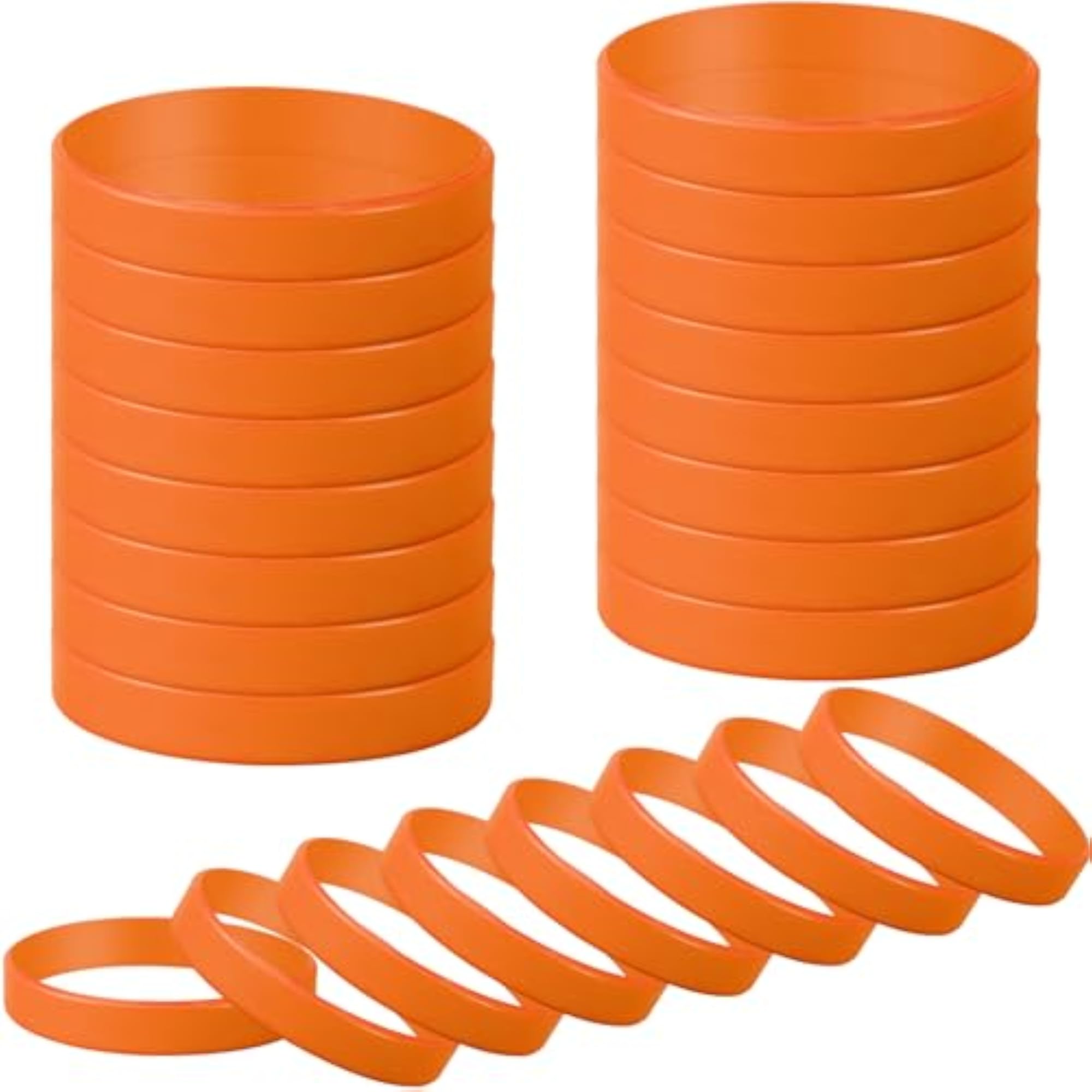 24 Pcs Plain Silicone Rubber Bracelets, Solid Color Wristbands