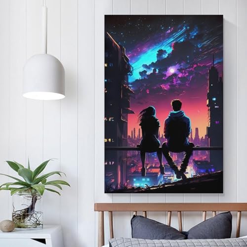 Cadeaux femmes hommes peinture moderne skyline pour intérieur chic