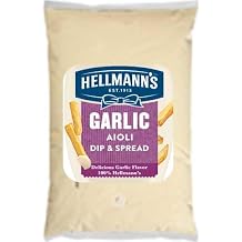 Hellmann's Garlic Aioli Dip and Spread, Creamy Garlic Flavor, Ready to Use Condiment for Sandwiches, Burgers, French Fries, Potato Salad, 24 ounce - 12 per case.